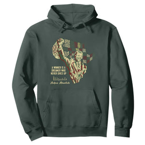 Nelson Mandela Hoodie A Winner Is A Dreamer Who Never Gives Up TS09 Dark Forest Green Print Your Wear