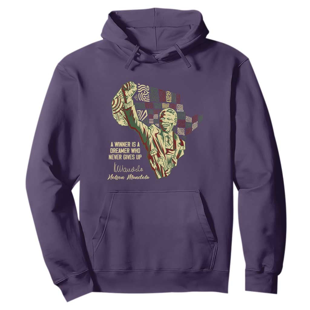 Nelson Mandela Hoodie A Winner Is A Dreamer Who Never Gives Up TS09 Purple Print Your Wear