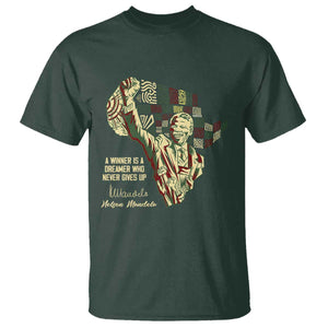 Nelson Mandela T Shirt A Winner Is A Dreamer Who Never Gives Up TS09 Dark Forest Green Print Your Wear