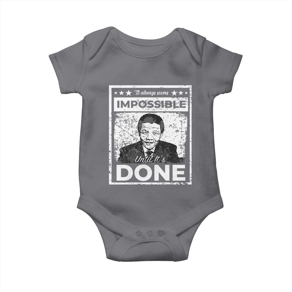 Nelson Mandela Baby Onesie It Always Seems Impossible Until It's Done TS09 Charcoal Print Your Wear