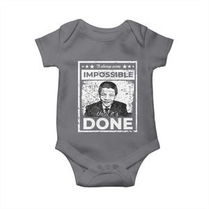 Nelson Mandela Baby Onesie It Always Seems Impossible Until It's Done TS09 Charcoal Print Your Wear