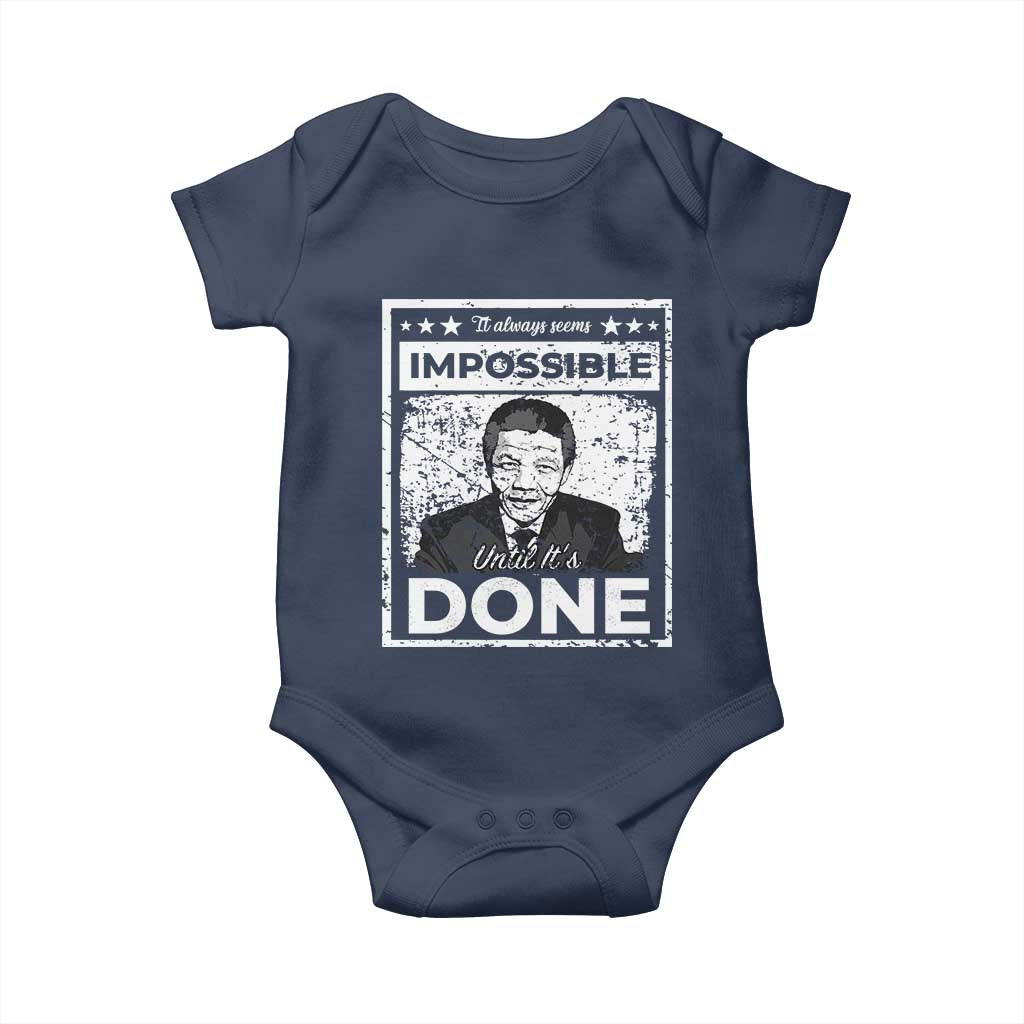 Nelson Mandela Baby Onesie It Always Seems Impossible Until It's Done TS09 Navy Print Your Wear