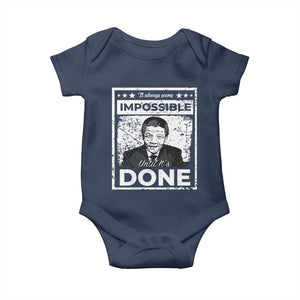 Nelson Mandela Baby Onesie It Always Seems Impossible Until It's Done TS09 Navy Print Your Wear