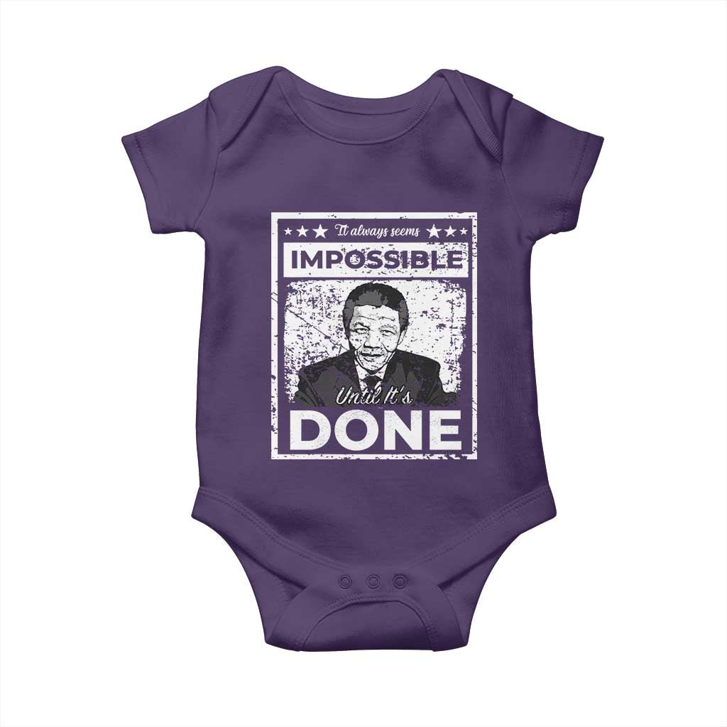 Nelson Mandela Baby Onesie It Always Seems Impossible Until It's Done TS09 Purple Print Your Wear