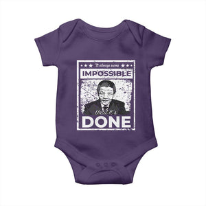 Nelson Mandela Baby Onesie It Always Seems Impossible Until It's Done TS09 Purple Print Your Wear