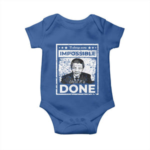 Nelson Mandela Baby Onesie It Always Seems Impossible Until It's Done TS09 Royal Blue Print Your Wear