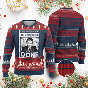 Nelson Mandela Ugly Christmas Sweater It Always Seems Impossible Until It's Done TS09 Burgundy Print Your Wear