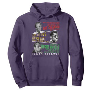 James Baldwin Hoodie Famous Quotes Nothing Can Be Changed Until It Is Faced TS09 Purple Print Your Wear