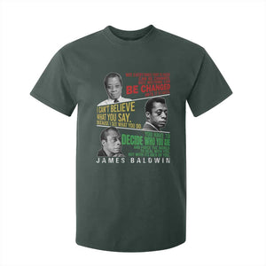James Baldwin T Shirt For Kid Famous Quotes Nothing Can Be Changed Until It Is Faced TS09 Dark Forest Green Print Your Wear