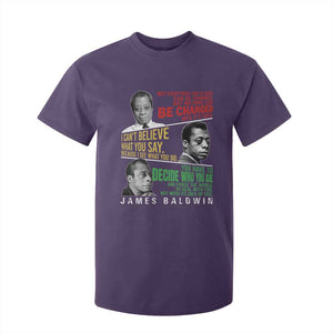 James Baldwin T Shirt For Kid Famous Quotes Nothing Can Be Changed Until It Is Faced TS09 Purple Print Your Wear
