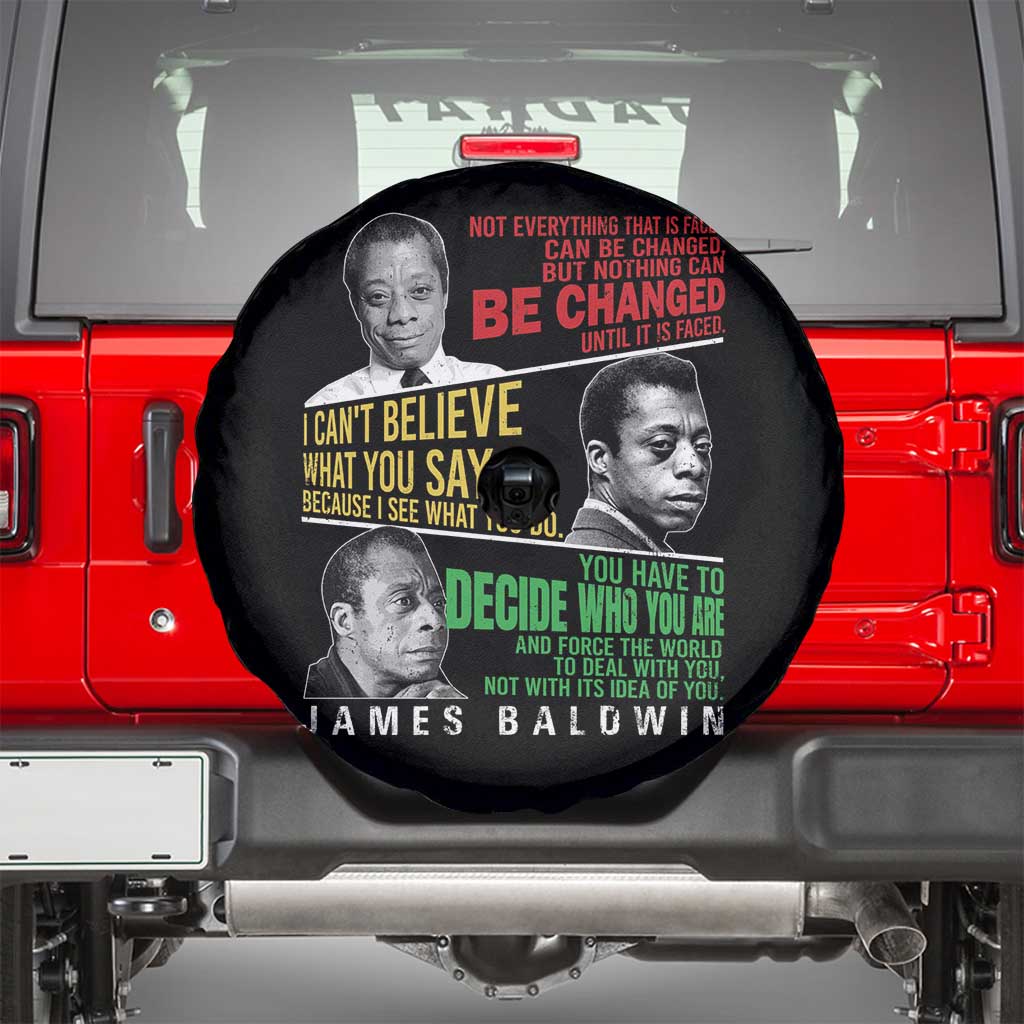 James Baldwin Spare Tire Cover Famous Quotes Nothing Can Be Changed Until It Is Faced TS09 Black Print Your Wear