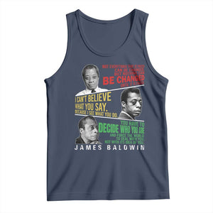 James Baldwin Tank Top Famous Quotes Nothing Can Be Changed Until It Is Faced TS09 Navy Print Your Wear