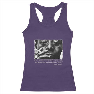 James Baldwin Racerback Tank Top Not Everything That Is Faced Can Be Changed But Nothing Can Be Changed Until It Is Faced TS09 Purple Print Your Wear