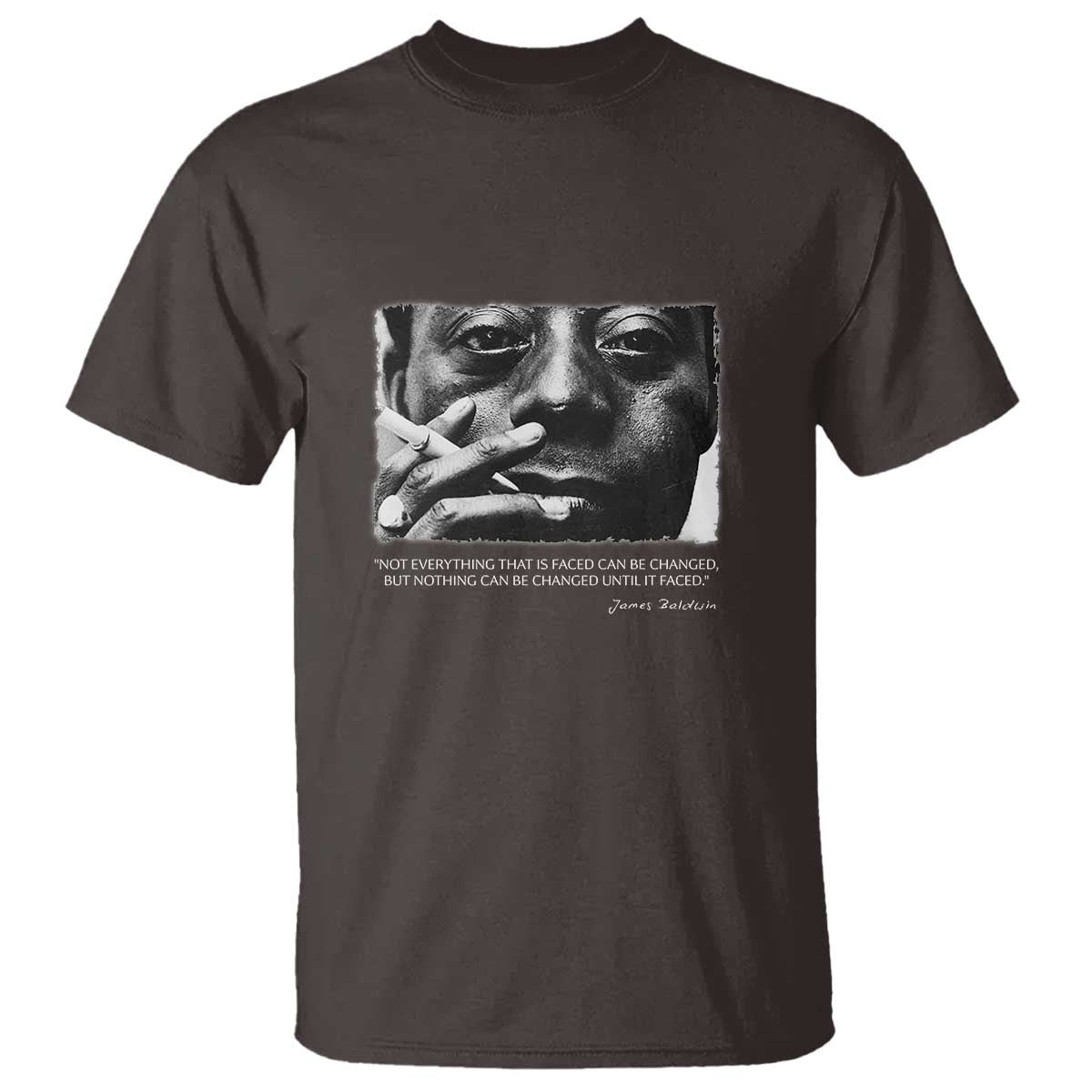 James Baldwin T Shirt Not Everything That Is Faced Can Be Changed But Nothing Can Be Changed Until It Is Faced TS09 Dark Chocolate Print Your Wear