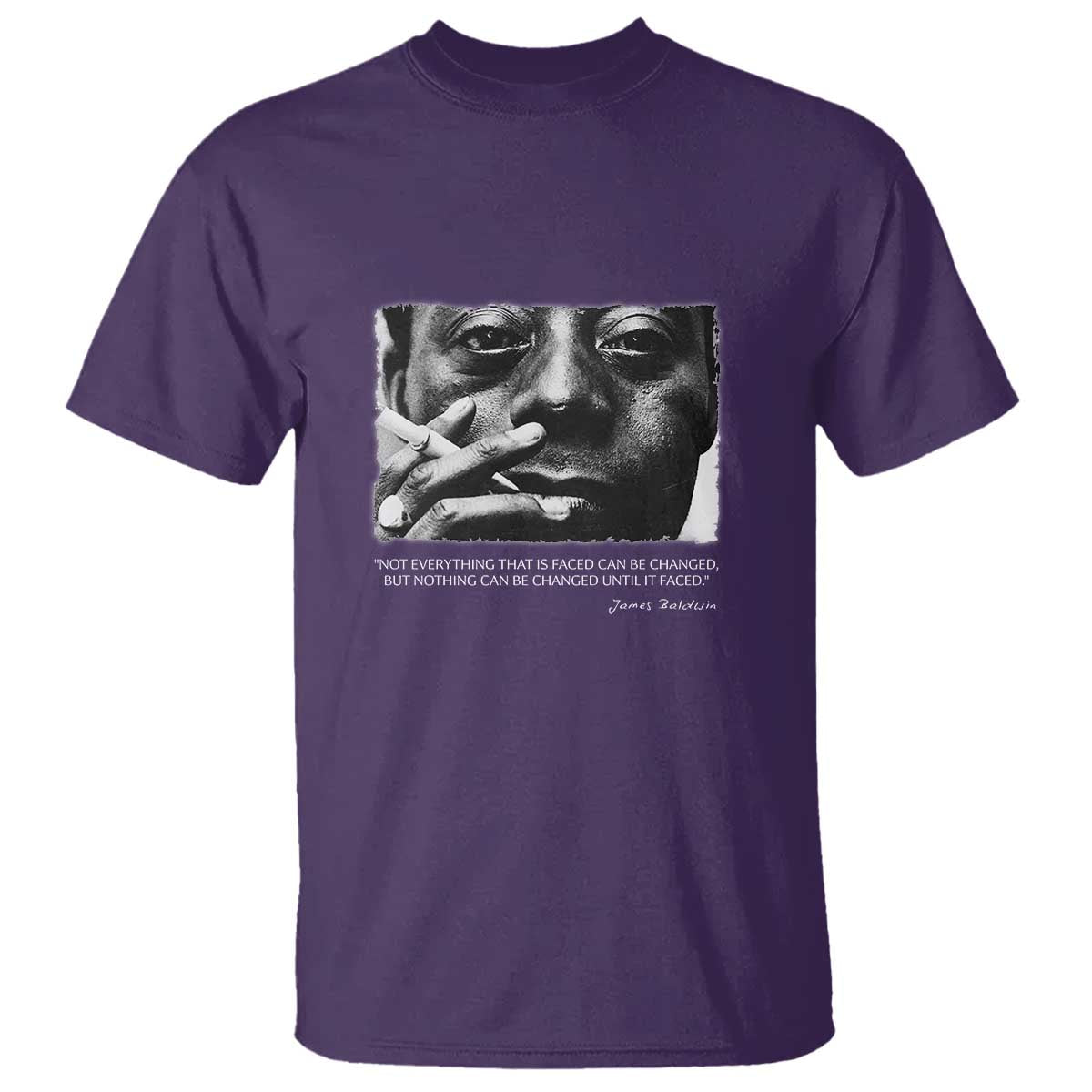 James Baldwin T Shirt Not Everything That Is Faced Can Be Changed But Nothing Can Be Changed Until It Is Faced TS09 Purple Print Your Wear