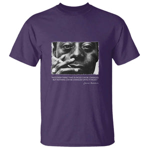 James Baldwin T Shirt Not Everything That Is Faced Can Be Changed But Nothing Can Be Changed Until It Is Faced TS09 Purple Print Your Wear