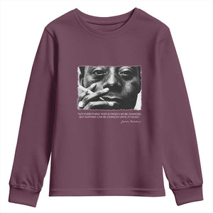 James Baldwin Youth Sweatshirt Not Everything That Is Faced Can Be Changed But Nothing Can Be Changed Until It Is Faced TS09 Maroon Print Your Wear
