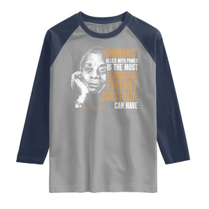 James Baldwin Raglan Shirt Ignorance Allied With Power Is The Most Ferocious Enemy Justice Can Have TS09 Sport Gray Navy Print Your Wear