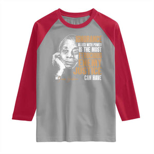 James Baldwin Raglan Shirt Ignorance Allied With Power Is The Most Ferocious Enemy Justice Can Have TS09 Sport Gray Red Print Your Wear