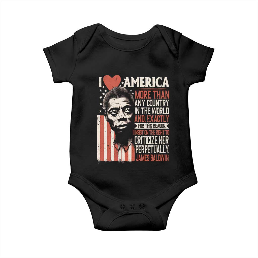 James Baldwin Baby Onesie I Love America More Than Any Country In The World TS09 Black Print Your Wear