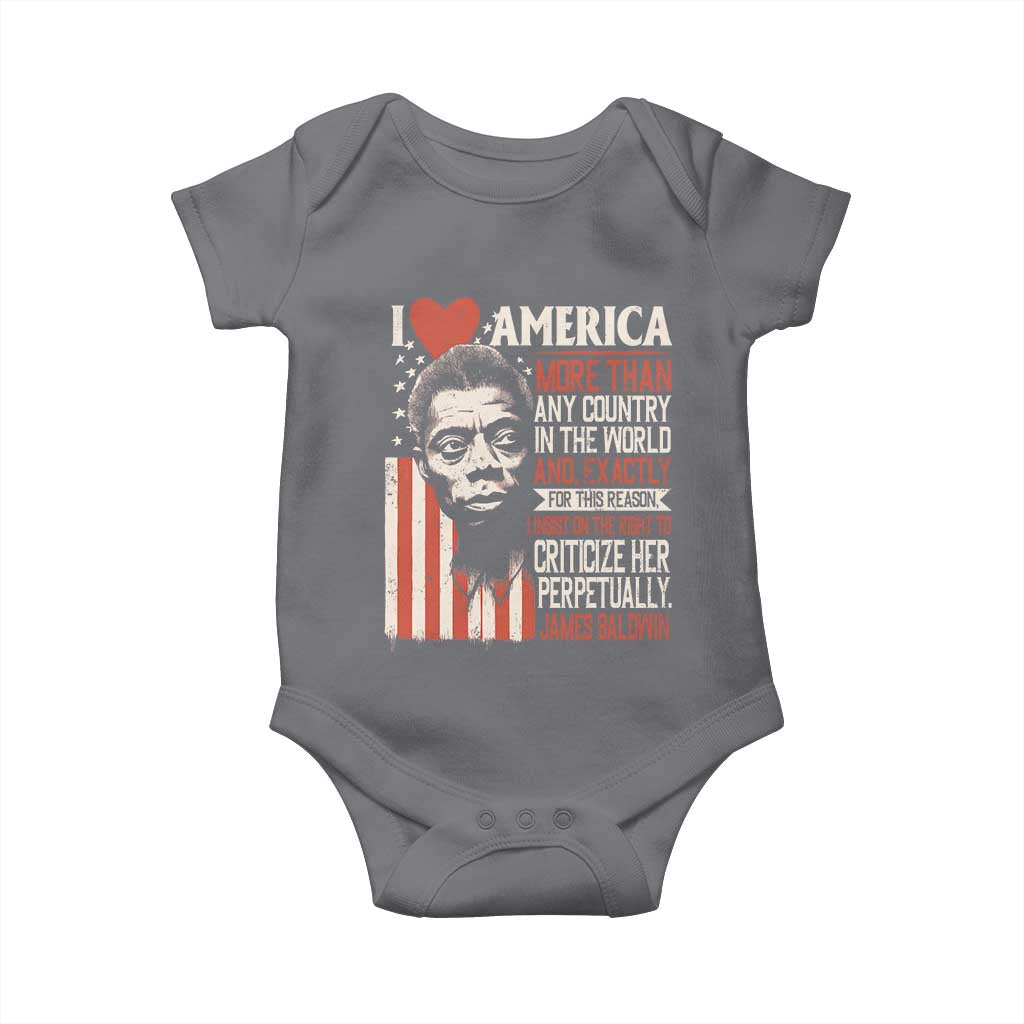 James Baldwin Baby Onesie I Love America More Than Any Country In The World TS09 Charcoal Print Your Wear