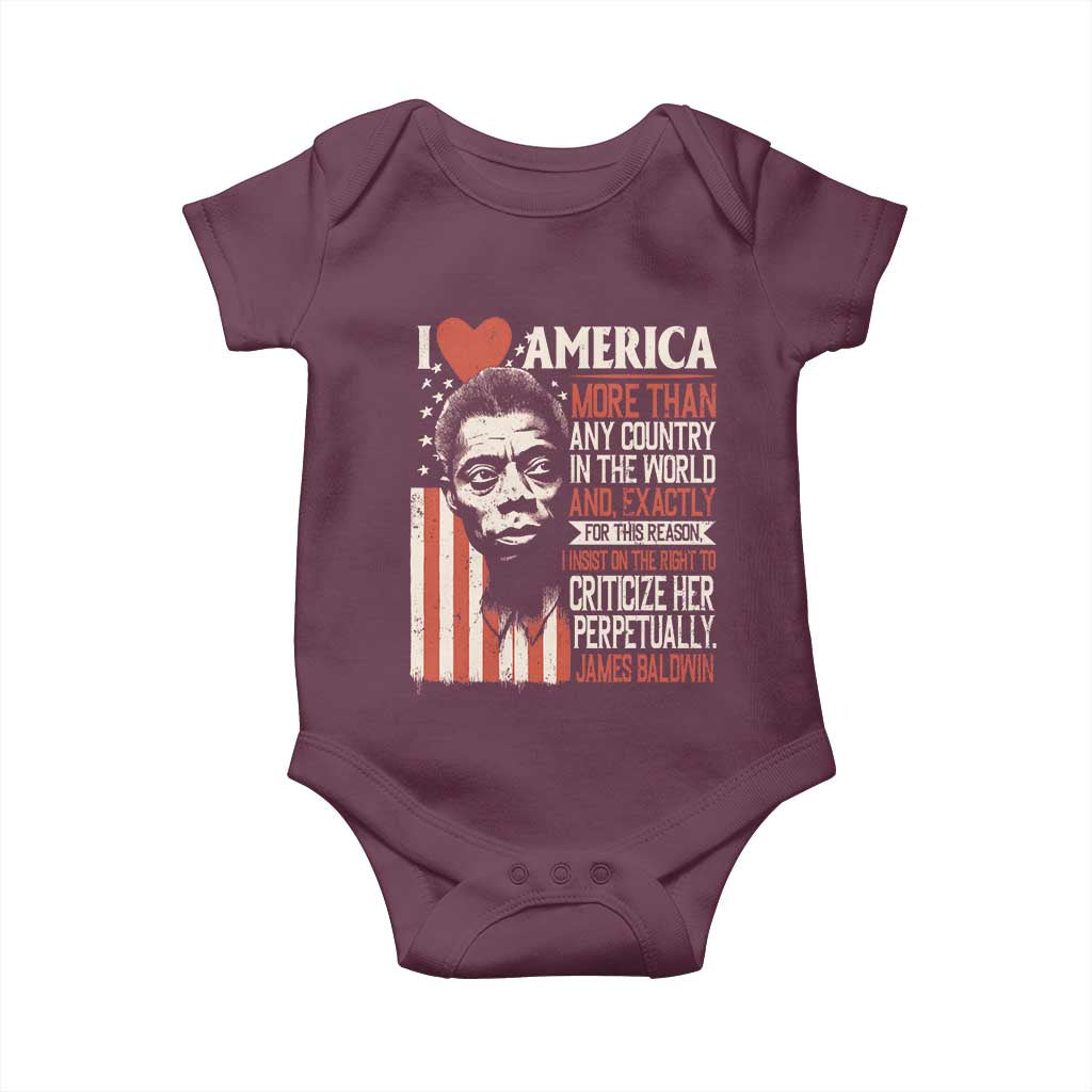 James Baldwin Baby Onesie I Love America More Than Any Country In The World TS09 Maroon Print Your Wear