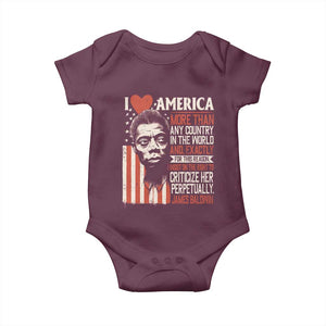 James Baldwin Baby Onesie I Love America More Than Any Country In The World TS09 Maroon Print Your Wear
