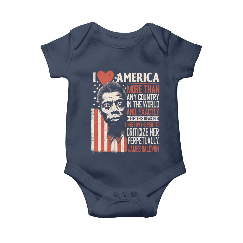 James Baldwin Baby Onesie I Love America More Than Any Country In The World TS09 Navy Print Your Wear