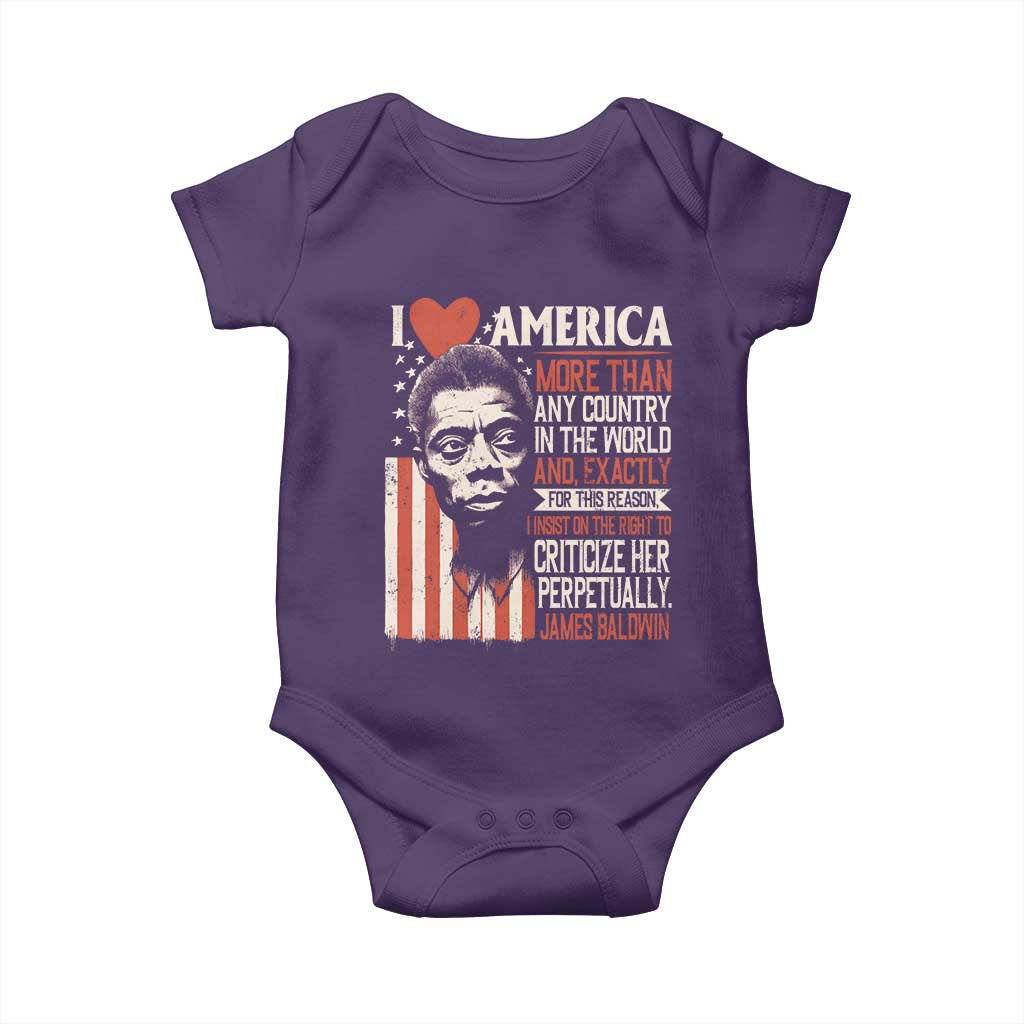 James Baldwin Baby Onesie I Love America More Than Any Country In The World TS09 Purple Print Your Wear