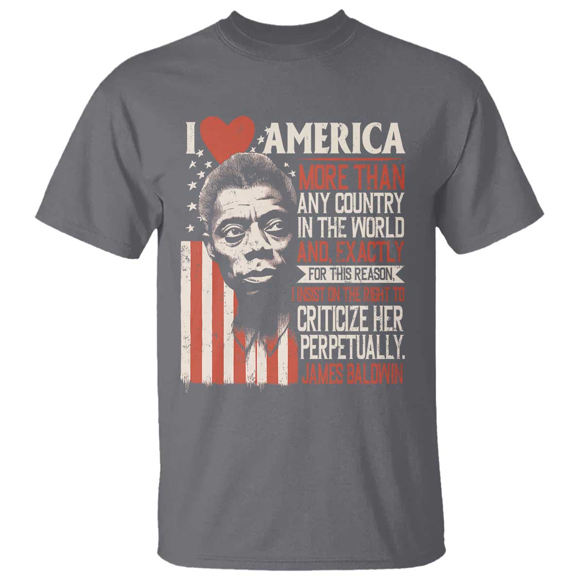 James Baldwin T Shirt I Love America More Than Any Country In The World TS09 Charcoal Print Your Wear