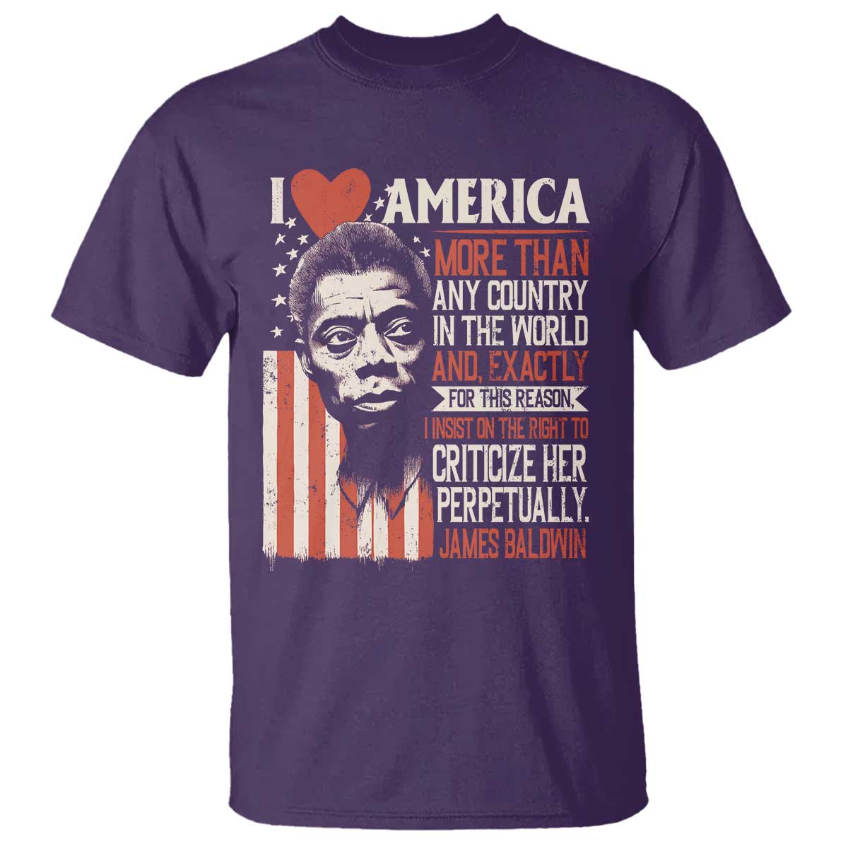 James Baldwin T Shirt I Love America More Than Any Country In The World TS09 Purple Print Your Wear