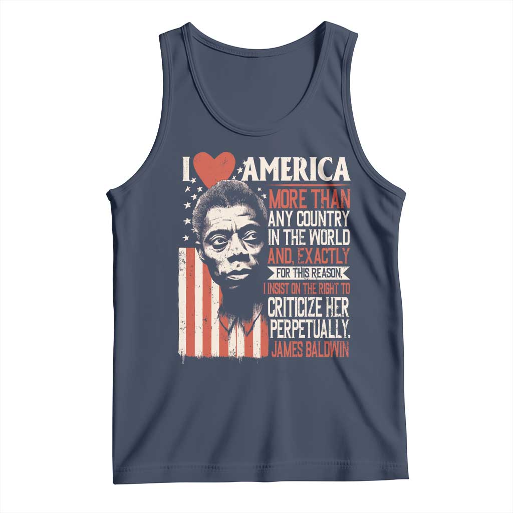James Baldwin Tank Top I Love America More Than Any Country In The World TS09 Navy Print Your Wear