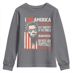 James Baldwin Youth Sweatshirt I Love America More Than Any Country In The World TS09 Charcoal Print Your Wear
