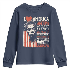 James Baldwin Youth Sweatshirt I Love America More Than Any Country In The World TS09 Navy Print Your Wear