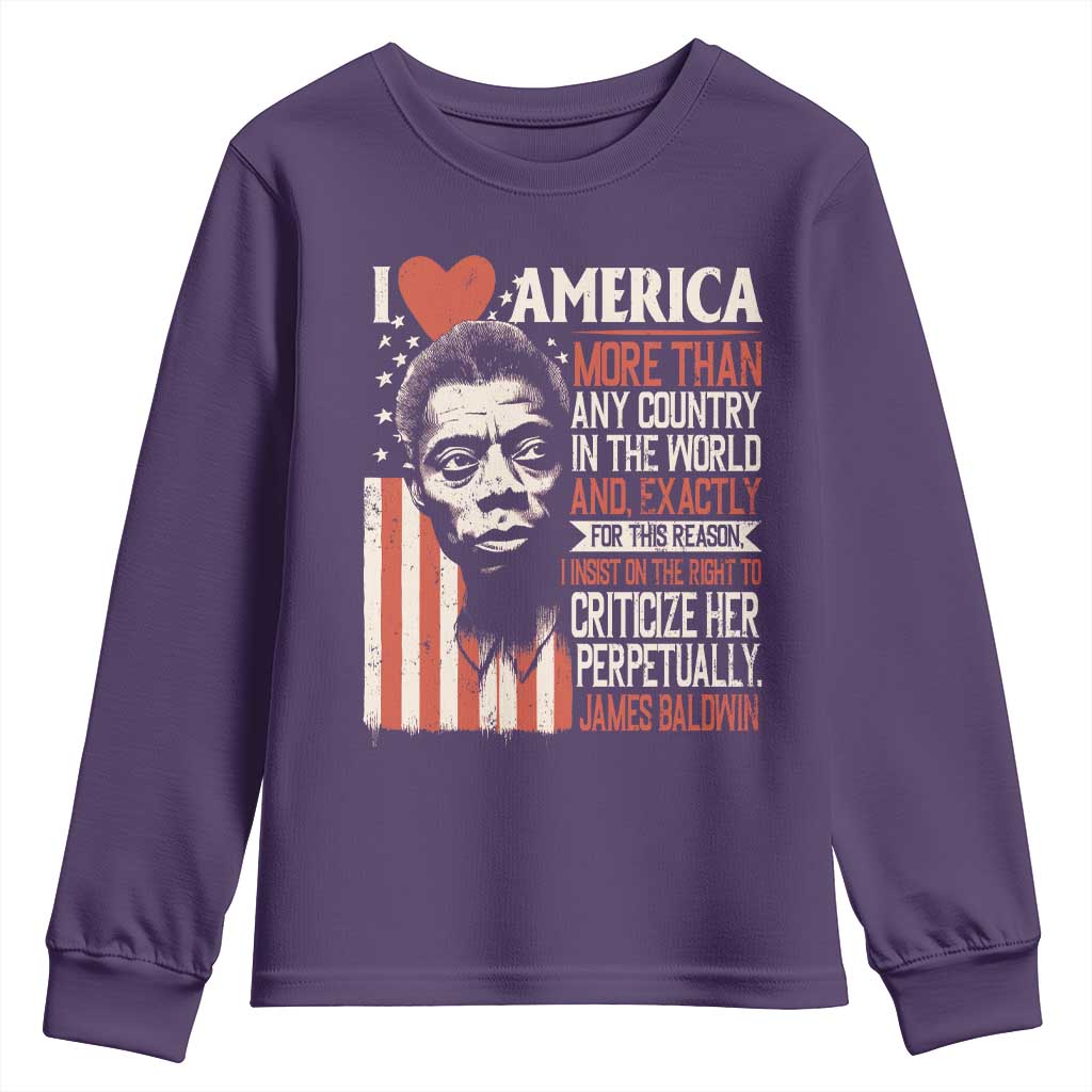 James Baldwin Youth Sweatshirt I Love America More Than Any Country In The World TS09 Purple Print Your Wear