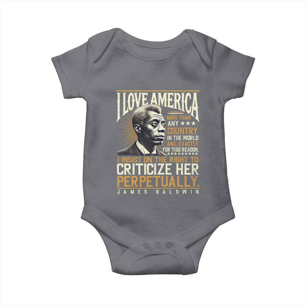 James Baldwin Baby Onesie I Love America More Than Any Country In The World Black History TS09 Charcoal Print Your Wear