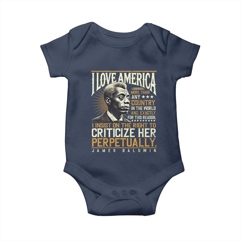 James Baldwin Baby Onesie I Love America More Than Any Country In The World Black History TS09 Navy Print Your Wear