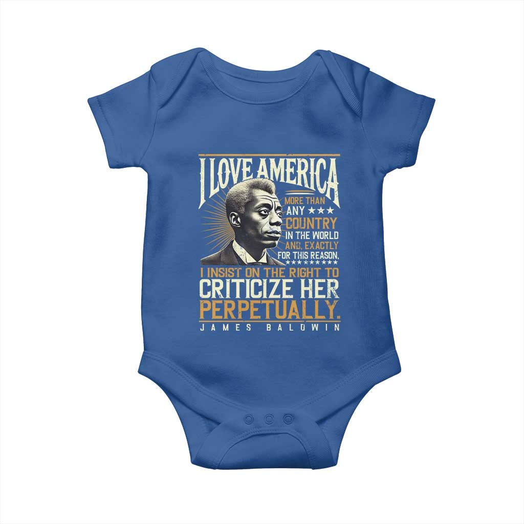 James Baldwin Baby Onesie I Love America More Than Any Country In The World Black History TS09 Royal Blue Print Your Wear