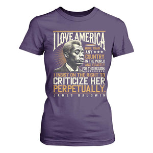James Baldwin T Shirt For Women I Love America More Than Any Country In The World Black History TS09 Purple Print Your Wear