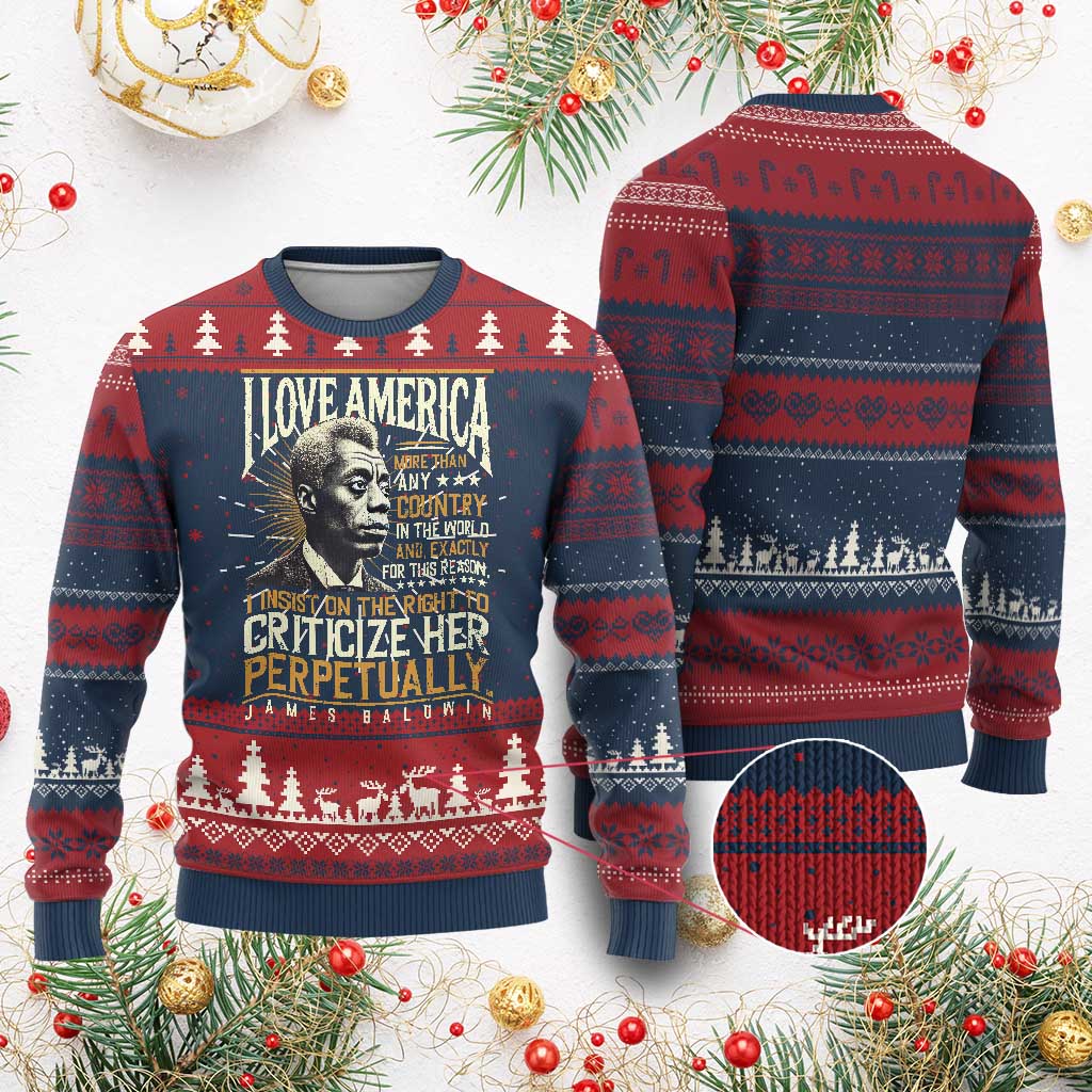 James Baldwin Ugly Christmas Sweater I Love America More Than Any Country In The World Black History TS09 Burgundy Print Your Wear