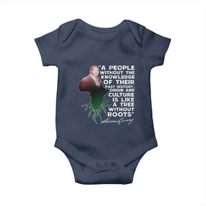 Marcus Garvey Baby Onesie A People Without The Knowledge Of Their Past History Is Like A Tree Without Roots TS09 Navy Print Your Wear