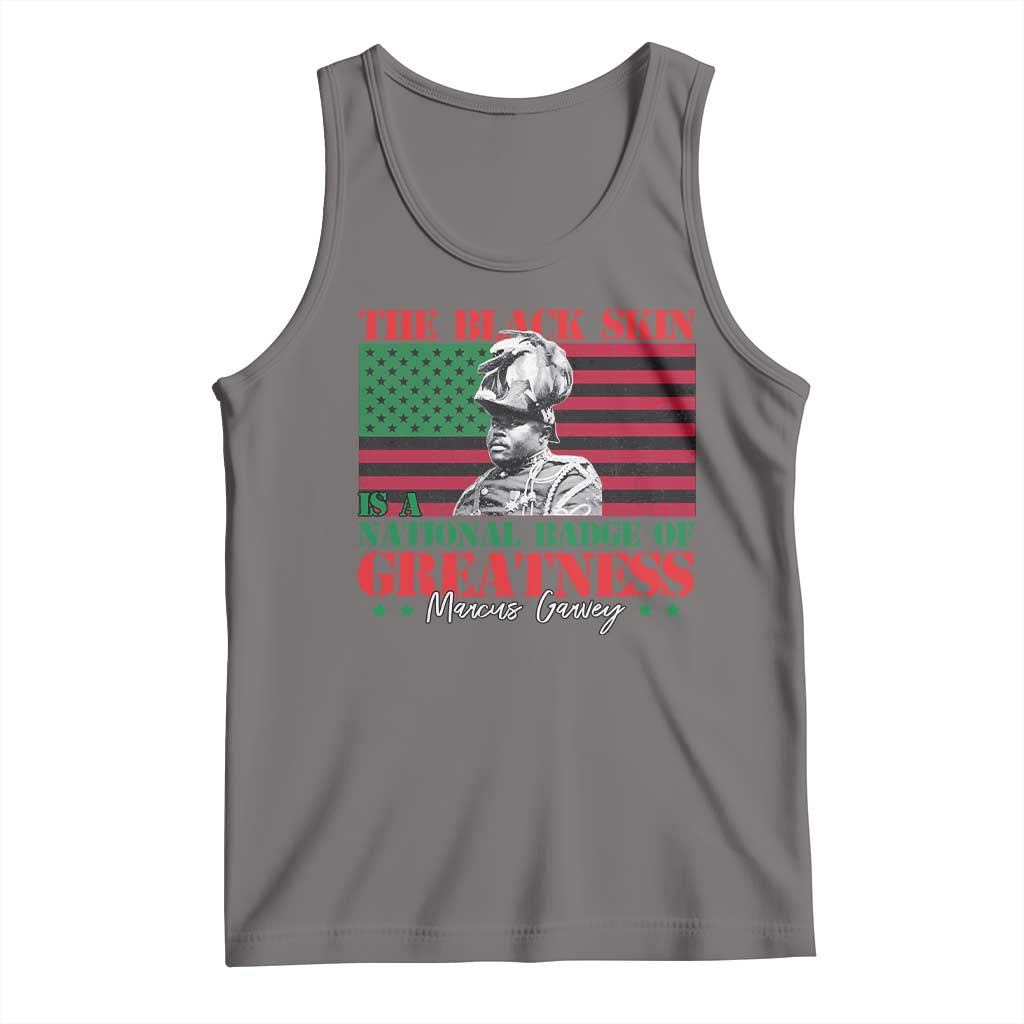 Marcus Garvey Tank Top The Black Skin Is A National Badge Of Greatness African American Flag TS09 Deep Heather Print Your Wear