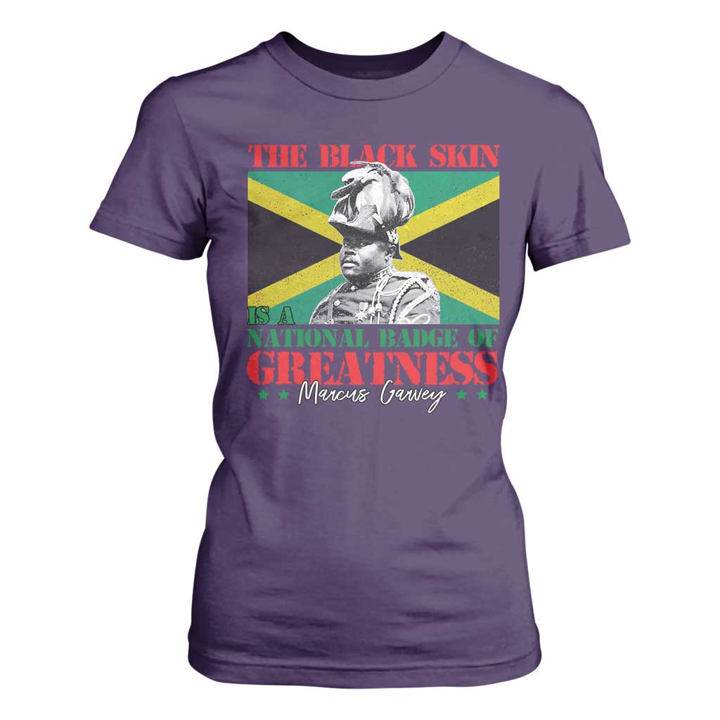 Marcus Garvey T Shirt For Women The Black Skin Is A National Badge Of Greatness Jamaican Flag TS09 Purple Print Your Wear