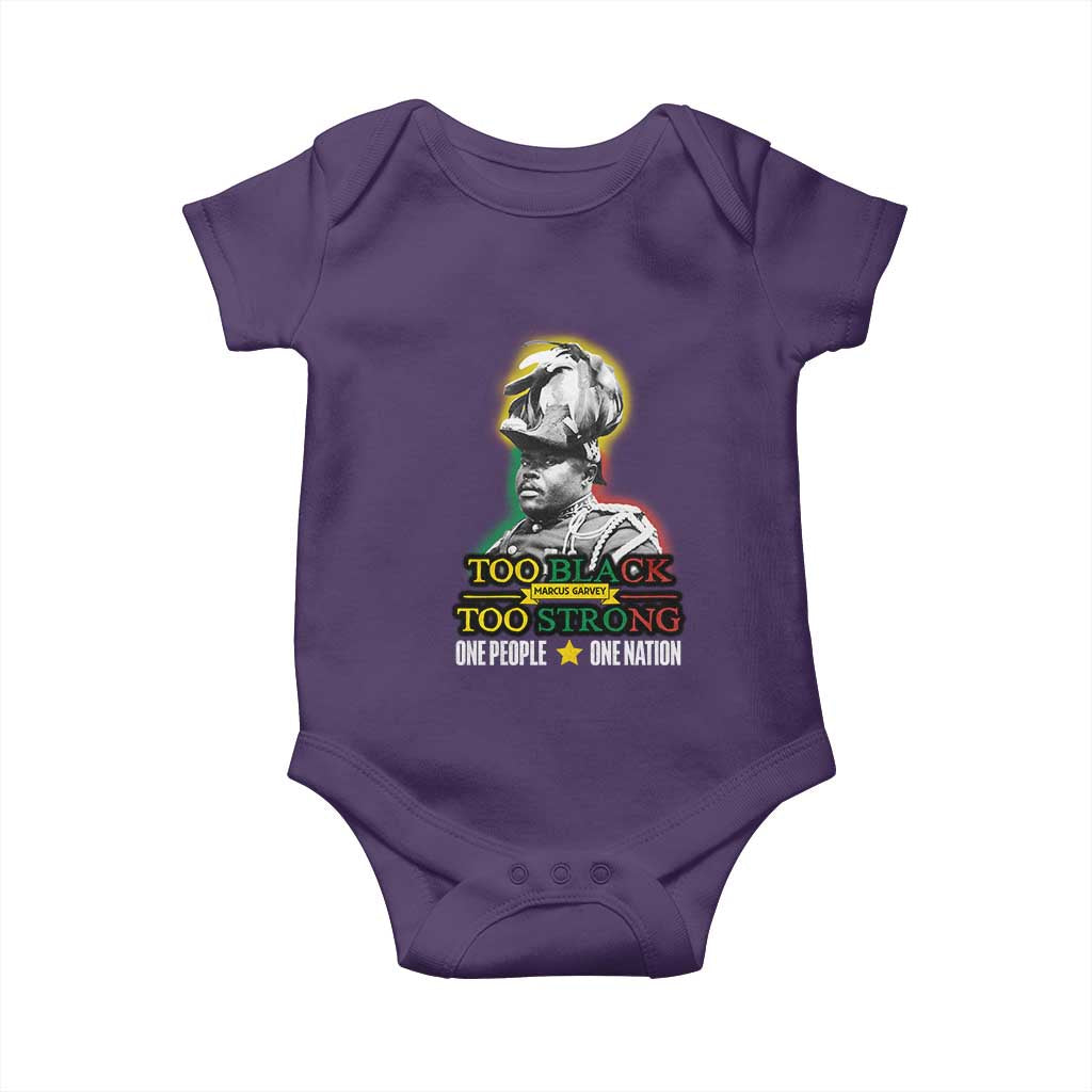 Marcus Garvey Baby Onesie Too Black Too Strong One People One Nation TS09 Purple Print Your Wear