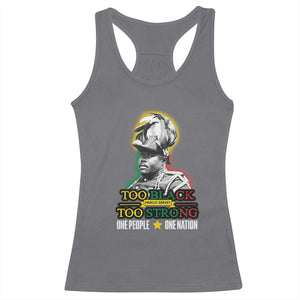 Marcus Garvey Racerback Tank Top Too Black Too Strong One People One Nation TS09 Charcoal Print Your Wear