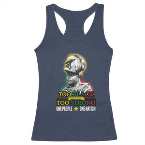 Marcus Garvey Racerback Tank Top Too Black Too Strong One People One Nation TS09 Navy Print Your Wear