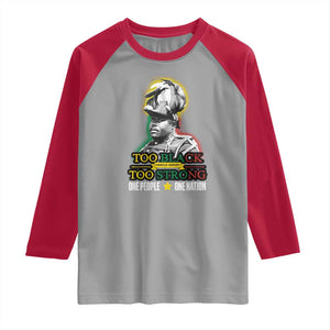 Marcus Garvey Raglan Shirt Too Black Too Strong One People One Nation TS09 Sport Gray Red Print Your Wear
