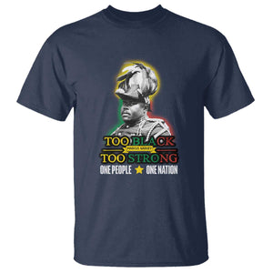 Marcus Garvey T Shirt Too Black Too Strong One People One Nation TS09 Navy Print Your Wear