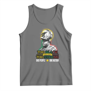 Marcus Garvey Tank Top Too Black Too Strong One People One Nation TS09 Black Heather Print Your Wear