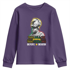Marcus Garvey Youth Sweatshirt Too Black Too Strong One People One Nation TS09 Purple Print Your Wear